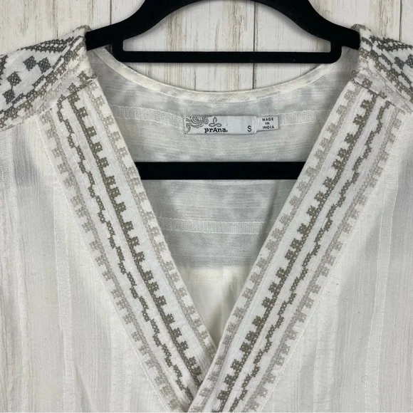Prana white embroidered linen blend tank Small - Picture 2 of 5